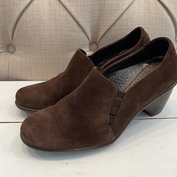 DANSKO Brown Leather Suede Slip on Heels/Clogs - Picture 3 of 10
